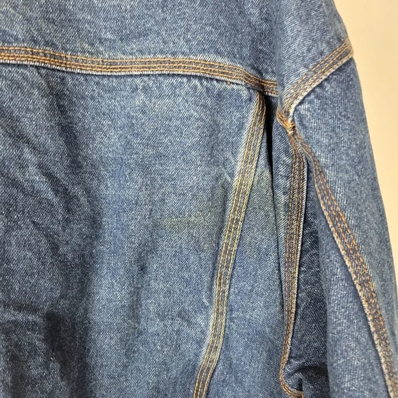 Vintage R.D. New York Leather Collar Western Cowboy Classic Denim Jacket